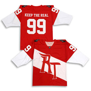 เสื้อกีฬาฮอกกี้เยาวชนแบบตลกสีขาวและสีแดงงานปักตามสั่ง - Product Image 1