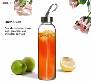 Garrafa de água esportiva de vidro de 500ml, garrafa de presente com logotipo personalizado, garrafa portátil com tampa de aço inoxidável, com corda de transporte