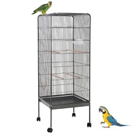 Dach Vogel Papagei Käfig Rad beweglicher Draht Stahl Vogelkäfig Rest Bett Fütterung Drink Bowl Pet Cage