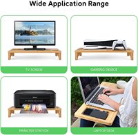Large support de moniteur d'angle en bois de bambou naturel, organisateur de stockage pliable pour imprimante de bureau pour ordinateur portable