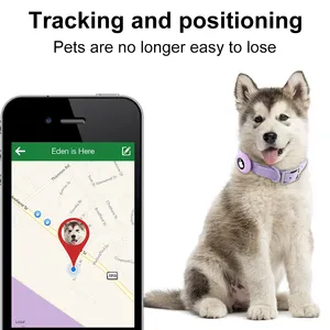 ปลอกคอสุนัข Airtag ปรับแต่งได้,ปลอกคอสุนัขนุ่มสบายมีระบบติดตาม GPS