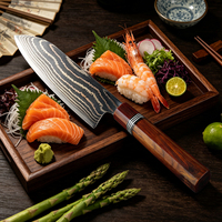 Couteau Santoku XITUO en acier Damas forgé à la main pour couper la viande, le poisson et les légumes, pour cuisines domestiques et commerciales