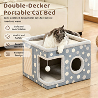 Lit pour chat pliable moderne et écologique en peluche avec griffoir, meuble d'intérieur douillet et doux, chaud pour l'hiver
