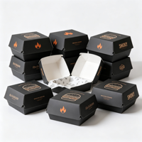 Boîte à hamburger en papier kraft imprimée sur mesure, emballage alimentaire biodégradable, boîtes à emporter pour hamburgers avec logo pour restaurants, restauration rapide