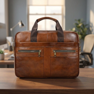 Artículos Promocionales de Regalo, Bolsa de Mensajero para Portátil, de Cuero Genuino, Hecha a Mano, Simple, Impermeable y Ecológica, Marca B S International - Product Image 1