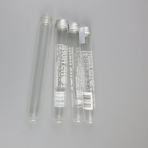 <span class=keywords><strong>Tube</strong></span> en <span class=keywords><strong>verre</strong></span> transparent 45ML avec bouchon à vis grande bouteille mince couvercle en aluminium argenté sérigraphie disponible pour le stockage de test - Product Image 3