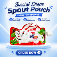 Pochette souple à bec verseur avec motif animal amusant, forme spéciale, pratique pour jus de fruits