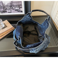 Sac à main en jean pour femme, grande capacité, forme coquille, fermeture magnétique, doublure en polyester, double poignée, pour voyage et usage quotidien