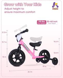KRIDDO Vélo d'équilibre rose 2 en 1 Tricycle pour tout-petits Pédales détachables <span class=keywords><strong>Roues</strong></span> d'entraînement escamotables pour enfants de <span class=keywords><strong>18</strong></span> <span class=keywords><strong>mois</strong></span> <span class=keywords><strong>3</strong></span> ans DIY - Product Image 6
