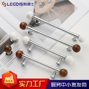 Legdis <b>Cabinet</b> Door Handle Zinc Alloy <b>Walnut</b> Wood Round Ball French Style Durable Furniture Hardware Handle - Product Image 4