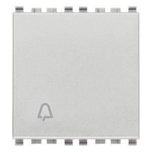 Bouton de sonnette 1P NO 10A 2M avec icône cloche, finition argentée, pour usage intérieur - Product Image 1