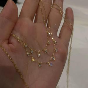 Collar con Colgante de Osito de Peluche con Letras de Diamantes Microincrustados en Plata de Ley S925 Chapada en Oro de 18K, Colgantes de Diamantes para Clavícula - Product Image 3