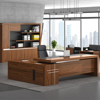 Bureau de direction en bois en forme de L de luxe moderne italien de haute qualité LR-BD-010, durable, table de grand patron