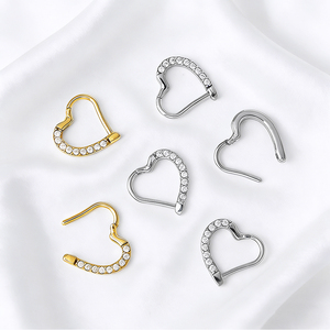 <span class=keywords><strong>Piercing</strong></span> Hipoalergénico de Acero Inoxidable con Forma de Corazón y Bisagra para Septum, <span class=keywords><strong>Daith</strong></span>, Oreja y Cartílago, Joyería Corporal - Product Image 2