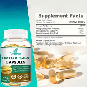 Capsules molles d'oméga-<span class=keywords><strong>3</strong></span> 6 9 végétaliennes Solilan OEM, compléments halal, <span class=keywords><strong>1000</strong></span> <span class=keywords><strong>mg</strong></span> d'huile de poisson, capsules molles d'oméga <span class=keywords><strong>3</strong></span> 6 9 - Product Image 3