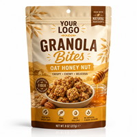 Sachet Mylar personnalisé imprimé pour granola, format ZA, 3,5g, pochette verticale pour emballage de snacks à l'avoine, au miel et aux noix