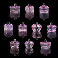 Verre cristal rose poudre acrylique liquide tasse à ongles violet Dappen plat couvercle bol porte-gobelet équipement outils d'art des ongles