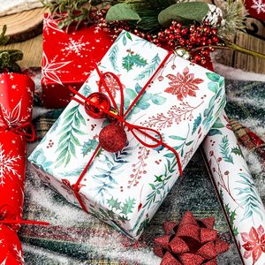 Christmas <b>Wrapping</b> <b>Paper</b> Roll 46.8 Square Feet Double Side Eco-Friendly Gift Craft <b>Paper</b> Floral Botanical Winter Green Pattern - Product Image 6