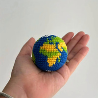 Porte-clés Terre au crochet, motif dessin animé écologique, en coton PP rembourré, amigurumi, globe terrestre, cadeau fait main pour professeur de géographie
