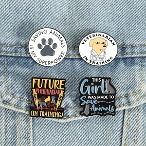 Pin de esmalte de <span class=keywords><strong>veterinario</strong></span> lindo, divertido broche con cita de humor <span class=keywords><strong>para</strong></span> amantes de los animales, insignia de solapa, <span class=keywords><strong>regalo</strong></span> de joyería de moda - Product Image 1