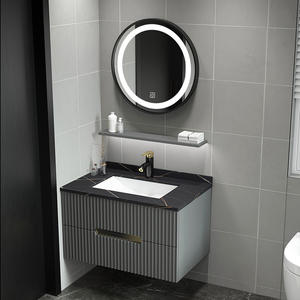 Évier mural de petite taille en céramique, vasque pour salle de bain, en or et noir, simple pierre de tampon, de salle de bain, 70CM/80CM/90CM, 1 pièce - Product Image 2