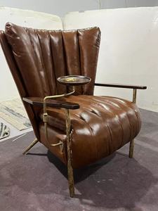 <strong>Retro</strong> Industrial Real Cowhide Sofa <strong>Chair</strong> Classic Forged Loft Style for Bedroom <strong>Dining</strong> and Living Room Furniture Aviator <strong>Chair</strong> - Product Image 3