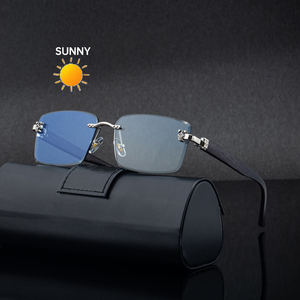 Gafas de Sol Partagas al por Mayor, Diseño Retro, Logotipo Personalizado, Sin Montura, Fotocromáticas, Patillas con Efecto Madera, Protección UV400 para Hombre - Product Image 1