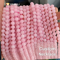 Perles rondes en pierre naturelle YML de 4/6/8/10/12 mm, rose clair transparent, faites à la main, pour bracelet et collier DIY