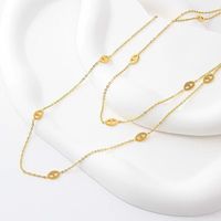 Collier long en acier inoxydable plaqué or de haute qualité, motif nez de cochon, collier superposé haut de gamme pour femme