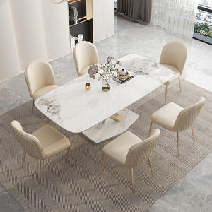 Juego de mesa de comedor moderna ligera italiana, mesa de comedor y silla de diseño Rectangular Simple para el hogar - Product Image 4