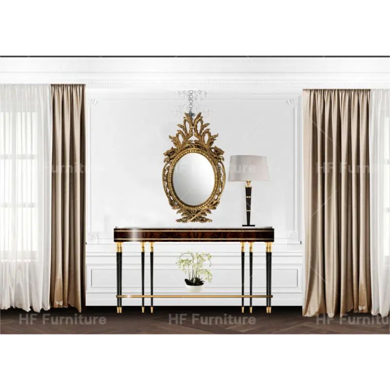 Nuovo classico tavolo consolle con specchio intagliato a mano mobili per la casa di buona qualità ingresso mobili