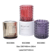 Conteneur de bougie personnalisé avec étiquette, motif sculpté en relief, porte-bougie de luxe vide, pot à bougie en verre pour mariages et festivals