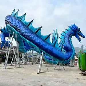 H28m Customized Giant Fiberglass Dragon Sculpture Very Big Glass Fiber L56m Dragon Statue Big Project For Theme Park