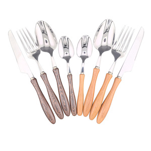 Stainless Steel Cutlery Set With Wooden Handles <b>Steak</b> <b>Knife</b> Fork Spoon Dessert Tools Western Tableware - Product Image 3