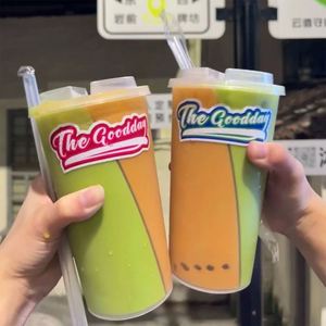 Vasos Desechables de Plástico PP PET de 700 ml (16 oz) Personalizados para Café, Jugos, Smoothies, Té de Burbujas Boba, con 2 Compartimentos y Tapa - Product Image 2