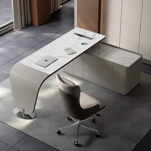 Современный домашний мраморный офисный стол L-образная форма офисный стол из нержавеющей стали