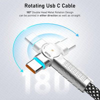 Câble USB C vers USB C de 1,5 m, 2 m, 3 m, 10 pieds, 240 W, 180 ° Câble USB-C rotatif tressé, câble de charge rapide Type C pour iPhone 17