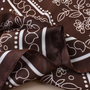 70 imitasi sutra putih Polka Dot Floral Cetak layar Satin sifon syal wanita bernapas hijau coklat syal krem - Product Image 3