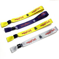 Bracelets en polyester personnalisés en gros, pas chers, pour festivals, en tissu vierge tissé avec fermoir en plastique et verrouillage unidirectionnel