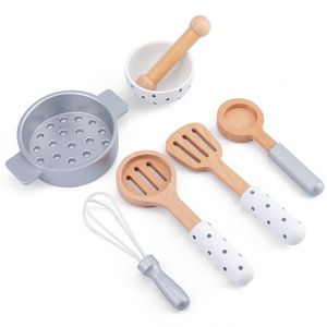 Ensemble de jouets de cuisine <span class=keywords><strong>en</strong></span> <span class=keywords><strong>bois</strong></span> éducatifs pour enfants, garçons et filles, avec <span class=keywords><strong>grille</strong></span>-<span class=keywords><strong>pain</strong></span> et boîte d'ustensiles de cuisine - Product Image 6