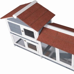 Konijnenhok van 62 inch, houten hok voor cavia's, afsluitbare deuren, uitneembare lade, dak van asfalt, meerlaags ontwerp, voor buitengebruik - Product Image 6