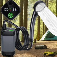 Douche de camping portable améliorée avec batterie longue durée 7800 mAh, pompe, affichage numérique intelligent et tête de douche à détection de température en plastique