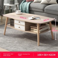 Table basse réglable en bois massif à double plateau pour petit appartement, salon, chambre à coucher, design moderne, mobilier de maison