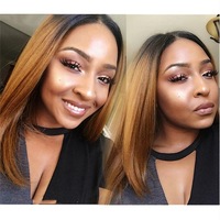 Perruques Lace Front 13x4 Transparentes Cheveux Indiens Remy Lisses Bob 1B/30 Marron Densité 200% Entièrement Tissées à la Main