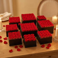 AM-PFC01 Ammy Roses éternelles en boîte carrée noire, cadeaux de roses éternelles, boîte cadeau pour la Saint-Valentin, cadeaux de Noël, décoration de la maison