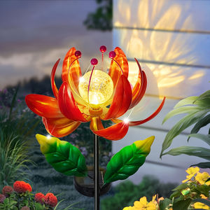 Outdoor Metal Vento Spinners <span class=keywords><strong>Lotus</strong></span> Flower Stake Solar Windmill Yard Garden Farmhouse Decor - Product Image 6