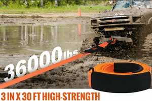 Dây kéo cứu hộ 30 inch, sức chịu tải 36.000 lbs. Dây kéo xe địa hình hạng nặng, bảo vệ cây, kèm <span class=keywords><strong>2</strong></span> móc D-ring <span class=keywords><strong>3</strong></span>/4 inch & túi đựng - Product Image 3