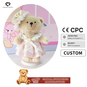 Teddy ISLAND, Muñeca de Peluche con Vestido a Cuadros Rosa Romántico Francés, con Autorización Global, Suave y Linda, Accesorio para Bolsos - Product Image 1