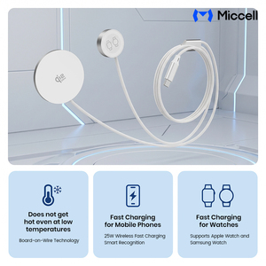 แท่นชาร์จไร้สาย Miccell Wholesale OEM Ultra-thin Qi2.2 กำลังไฟ 25W 3 in 1 แบบแม่เหล็ก ชาร์จเร็ว สำหรับ <span class=keywords><strong>iPhone</strong></span>, สมาร์ทวอทช์, หูฟัง - Product Image 4