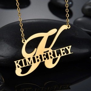 Wholesale Custom Stainless Steel <b>Name</b> Necklace Pendant Gold Plated Letter Initial Necklace With <b>Chain</b> - Product Image 1